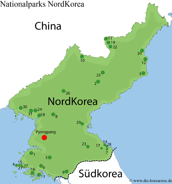 Die 9. Nationalparks Nordkoreas & weitere Naturreservate