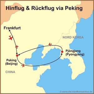 Nordkorea Flüge Route